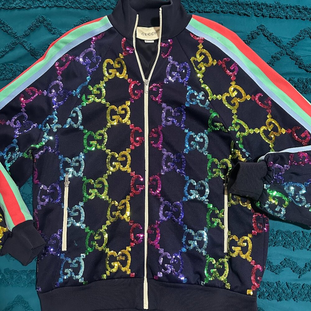 Gucci Rainbow Sequin Track Jacket - image 1